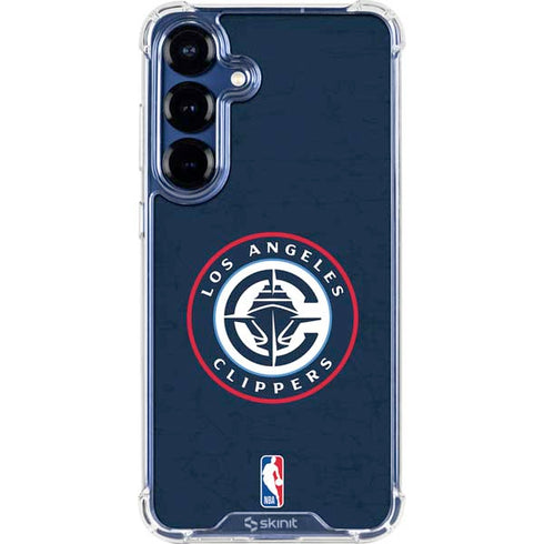 NBA Los Angeles Clippers Distressed Blue Galaxy S25 Clear Case